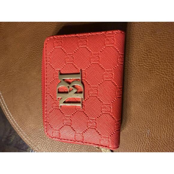 Badgley Mischka Handbags - Badgley Mischka Red Textured Wallet with Gold Accent Logo